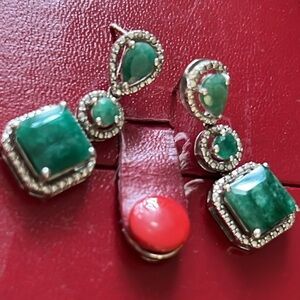 Authentic RAW Green Emerald earrings